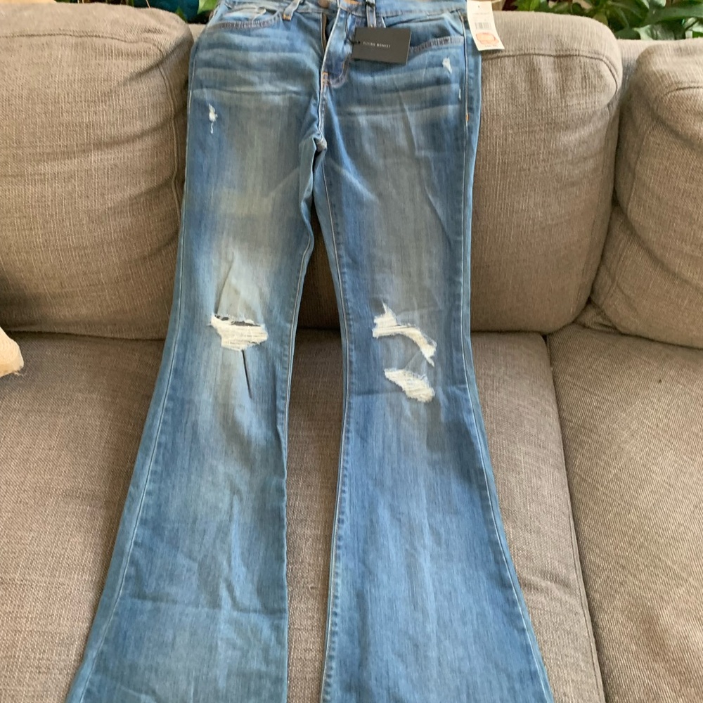 Flying Monkey Blue Flare Wide Leg Jeans